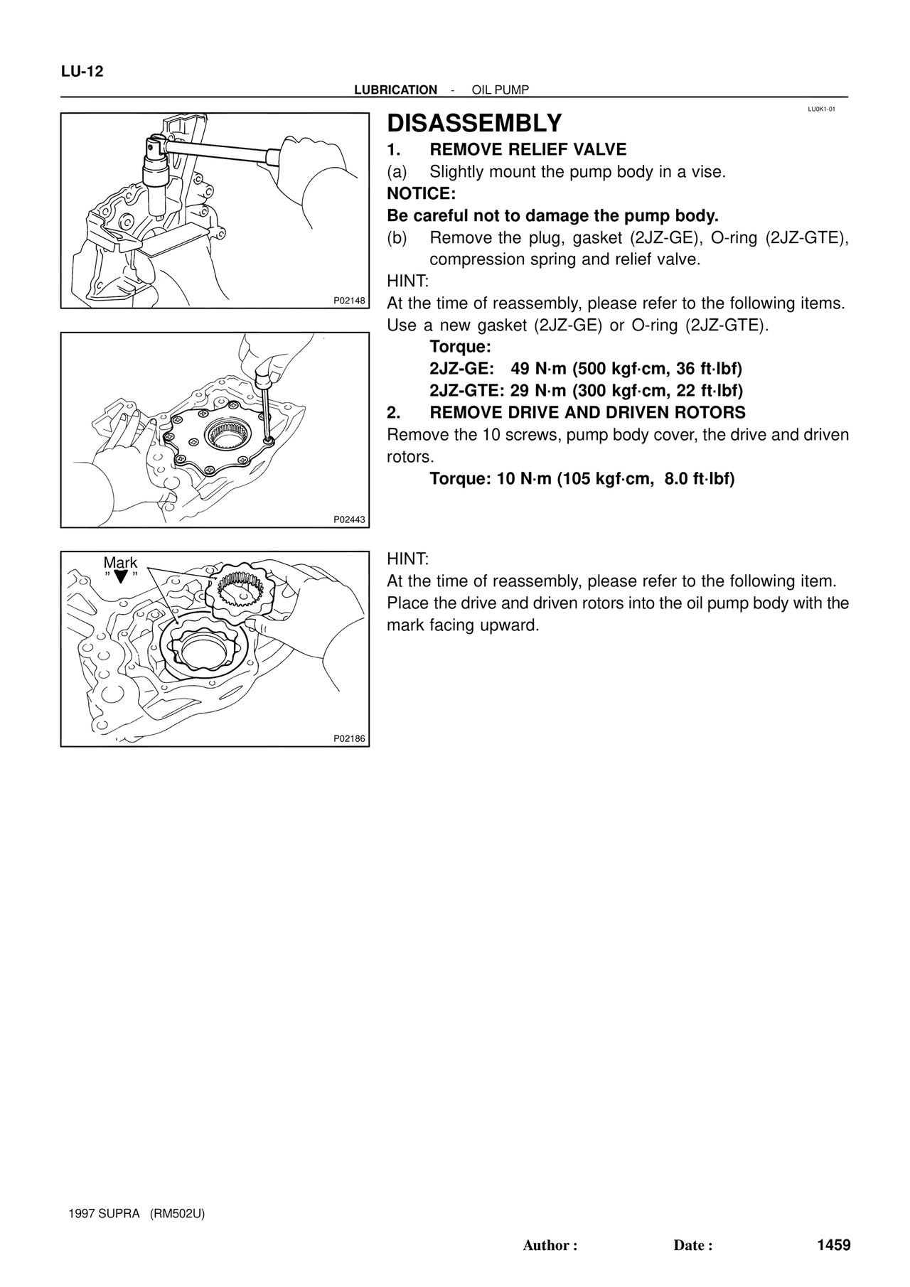 Disassembly — MK4 Supra Engine Mechanical 1997 Supplement, page 99