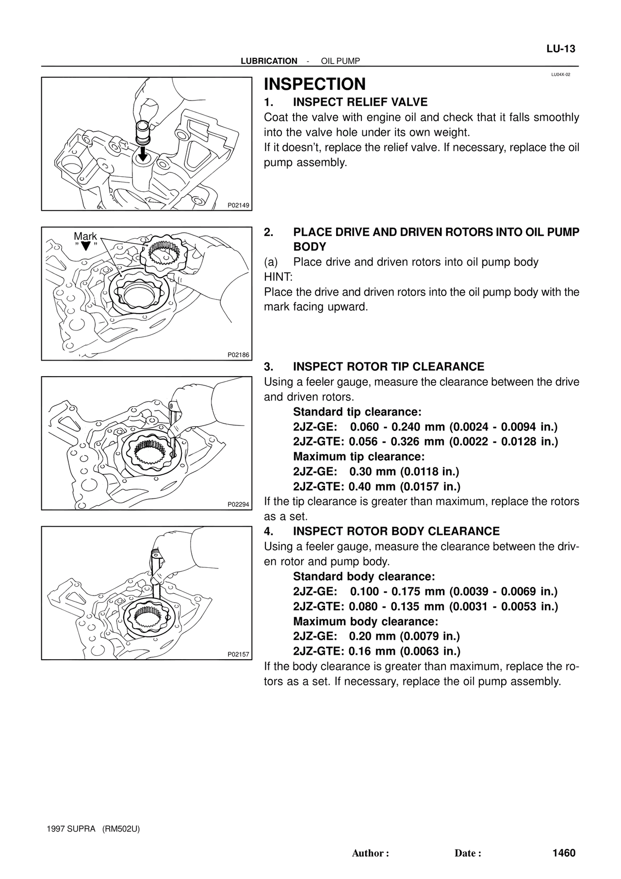 Inspection — MK4 Supra Engine Mechanical 1997 Supplement, page 100
