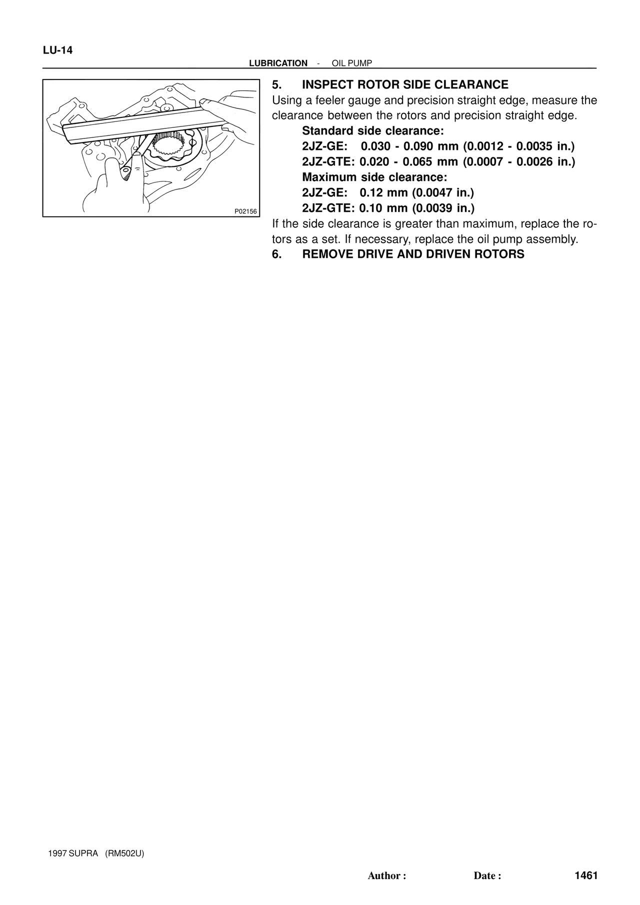 Inspect Rotor Side Clearance — MK4 Supra Engine Mechanical 1997 Supplement, page 101