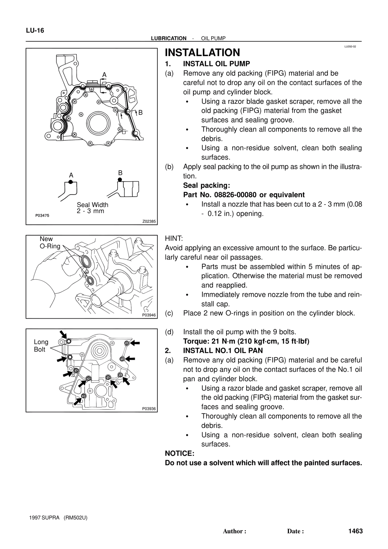 Installation — MK4 Supra Engine Mechanical 1997 Supplement, page 102