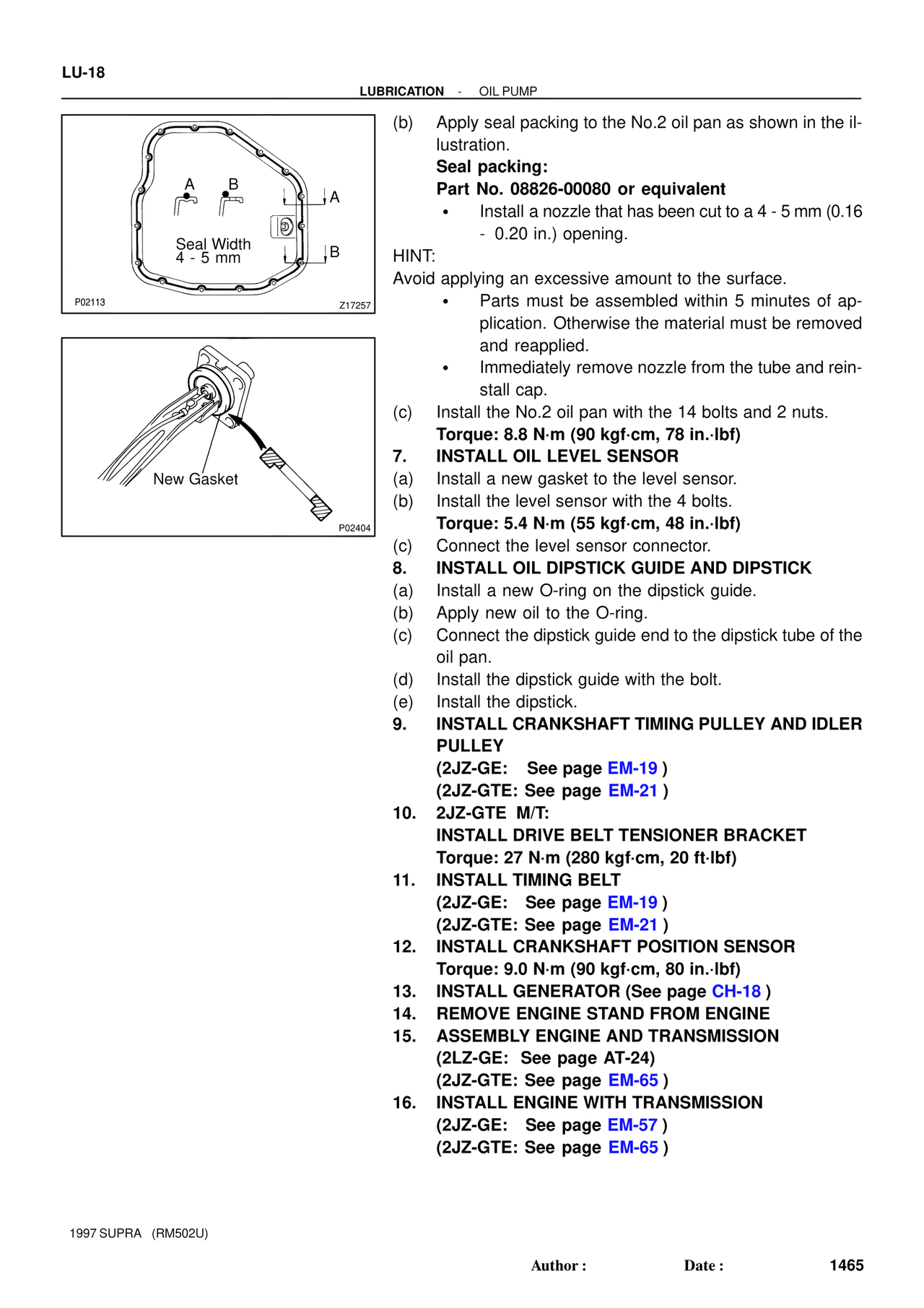 Engine Mechanical 1997 Supplement — MK4 Supra Engine Mechanical 1997 Supplement, page 104