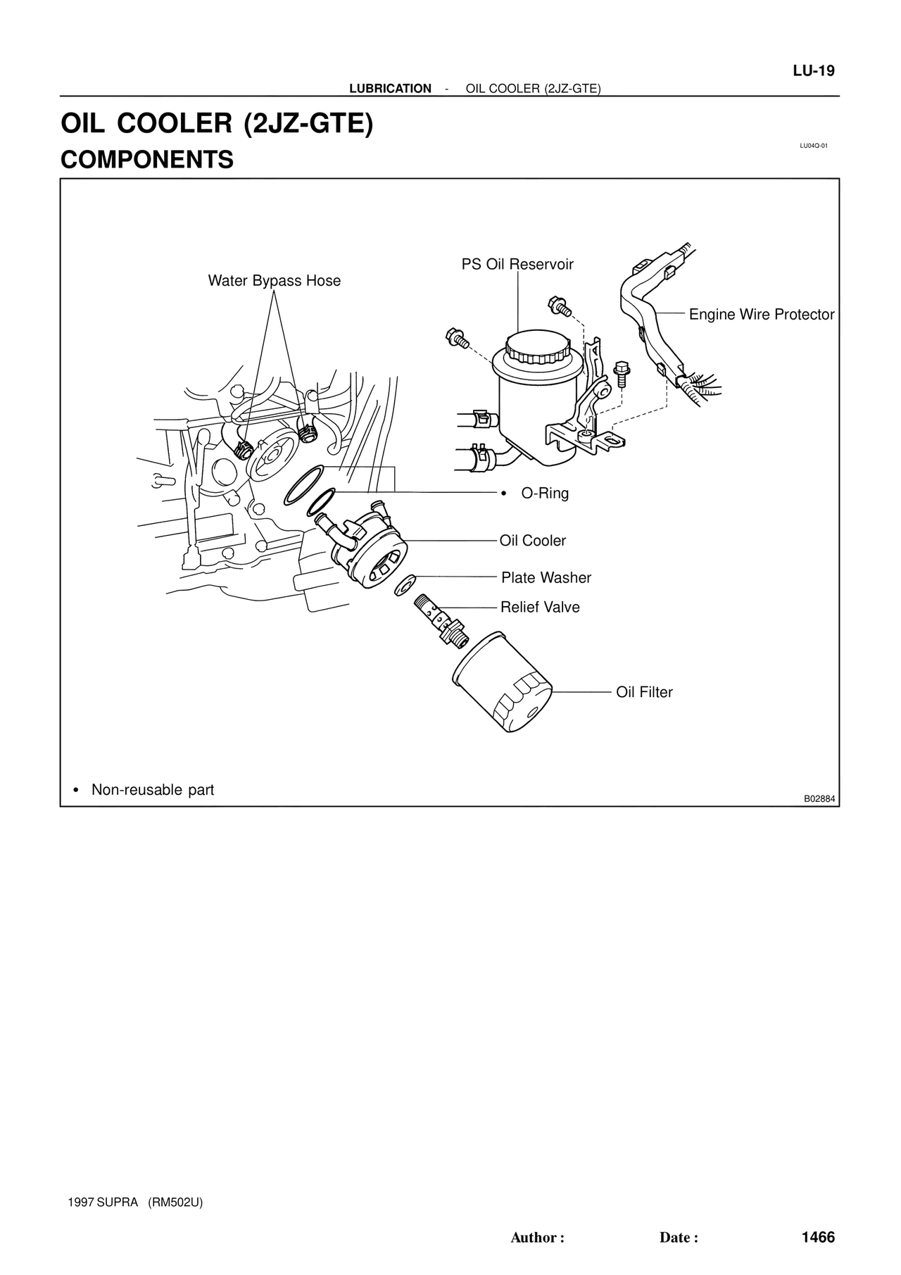 Oil Cooler (2JZ-GTE) Components — MK4 Supra Engine Mechanical 1997 Supplement, page 105