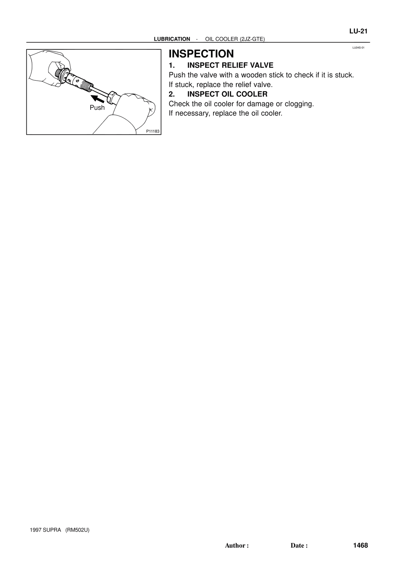 Inspection — MK4 Supra Engine Mechanical 1997 Supplement, page 107