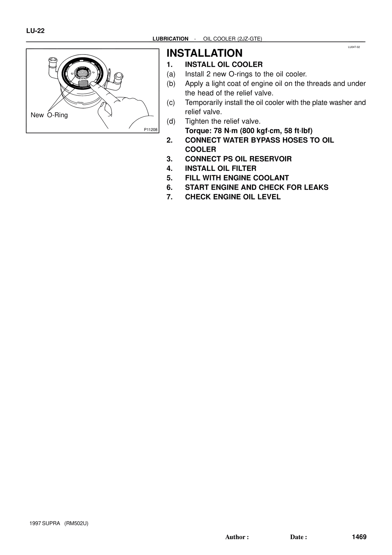 Installation — MK4 Supra Engine Mechanical 1997 Supplement, page 108