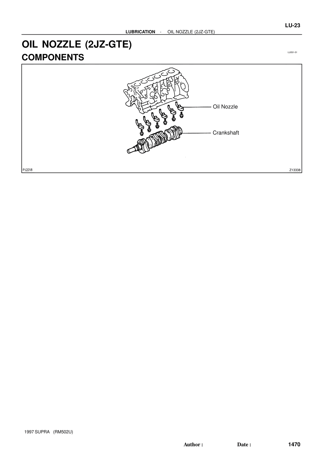 Oil Nozzle (2JZ-GTE) Components — MK4 Supra Engine Mechanical 1997 Supplement, page 109