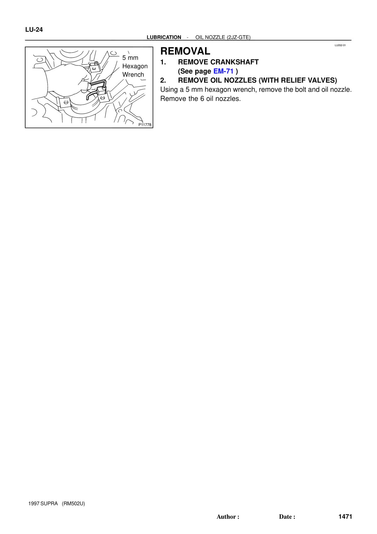 Removal — MK4 Supra Engine Mechanical 1997 Supplement, page 110