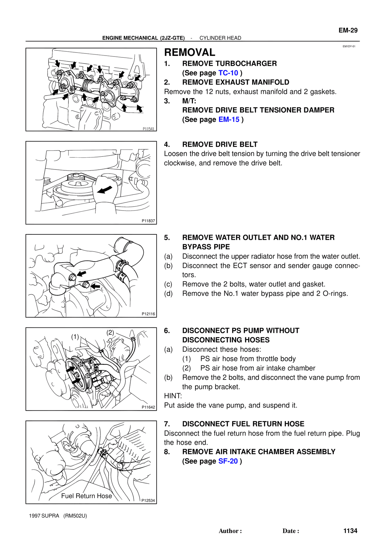 Removal — MK4 Supra Engine Mechanical 1997 Supplement, page 118