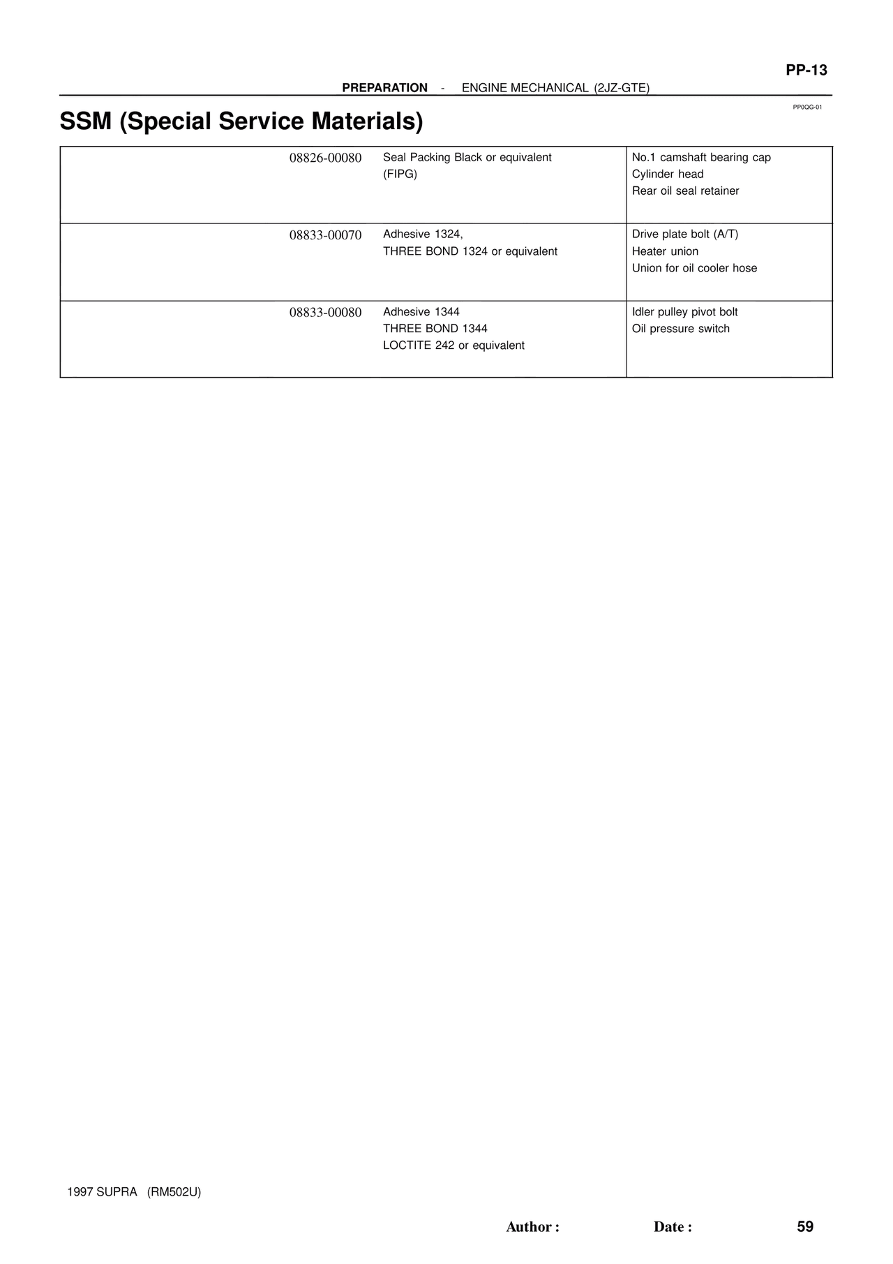 Ssm (Special Service Materials) — MK4 Supra Engine Mechanical 1997 Supplement, page 123