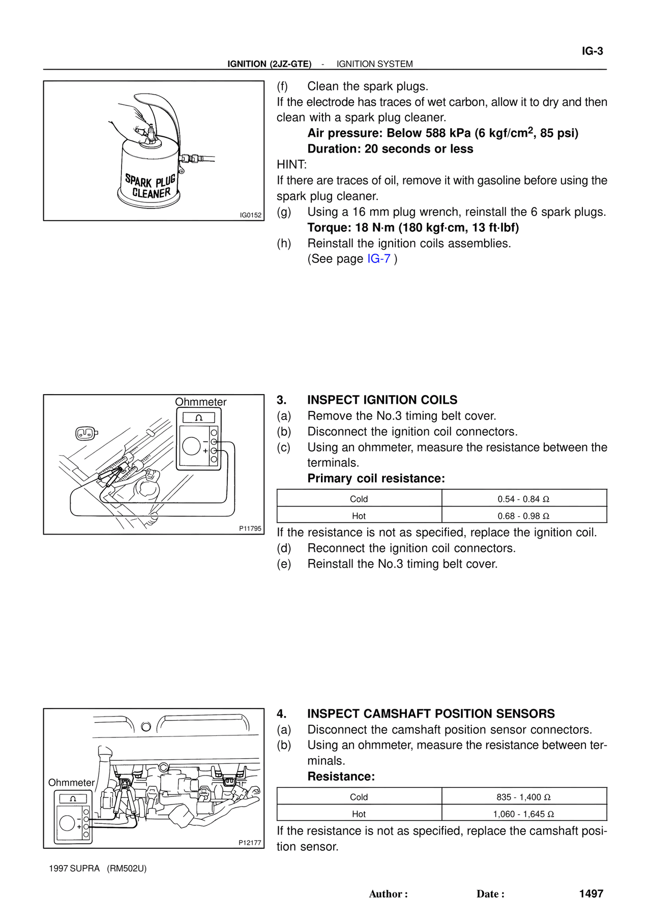 Inspect Ignition Coils — MK4 Supra Ignition 1997 Supplement, page 3
