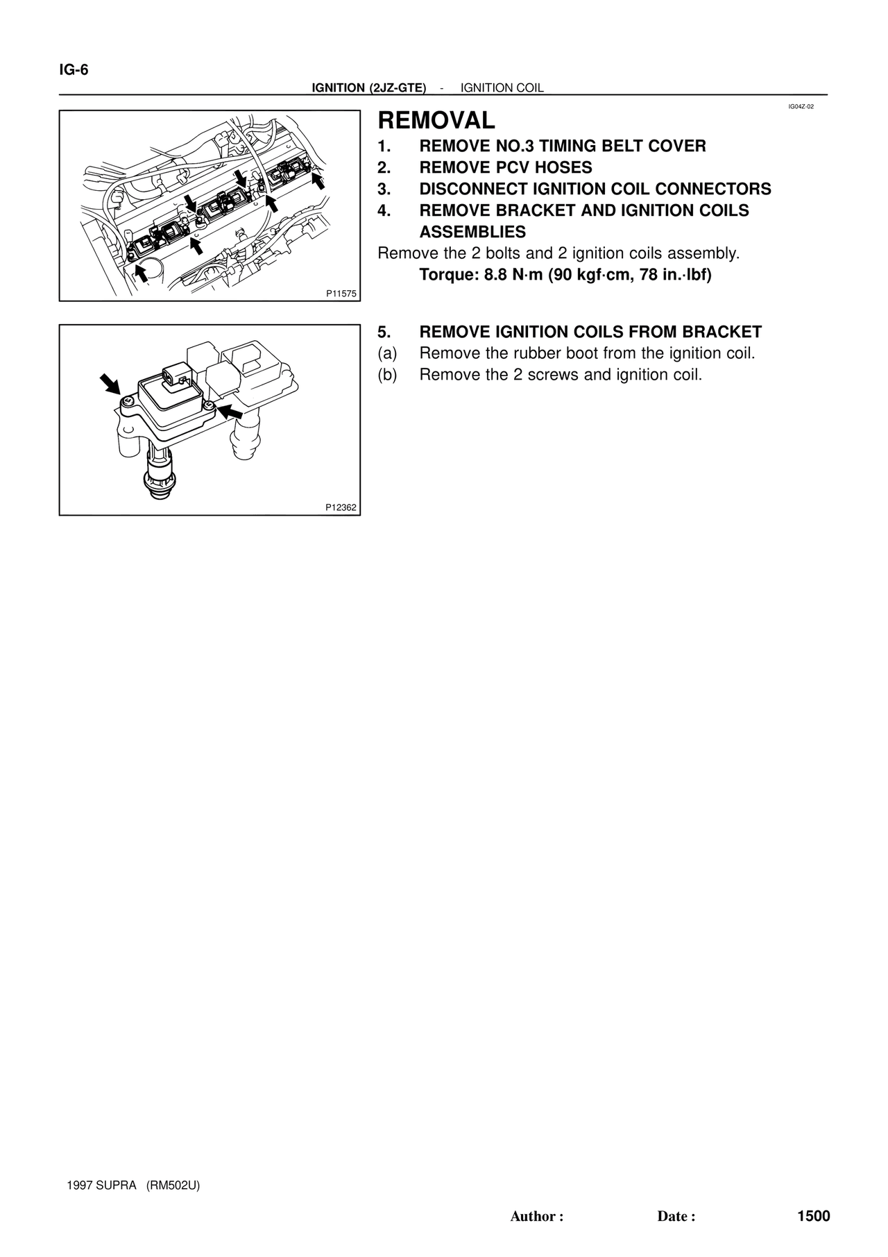 Removal — MK4 Supra Ignition 1997 Supplement, page 6