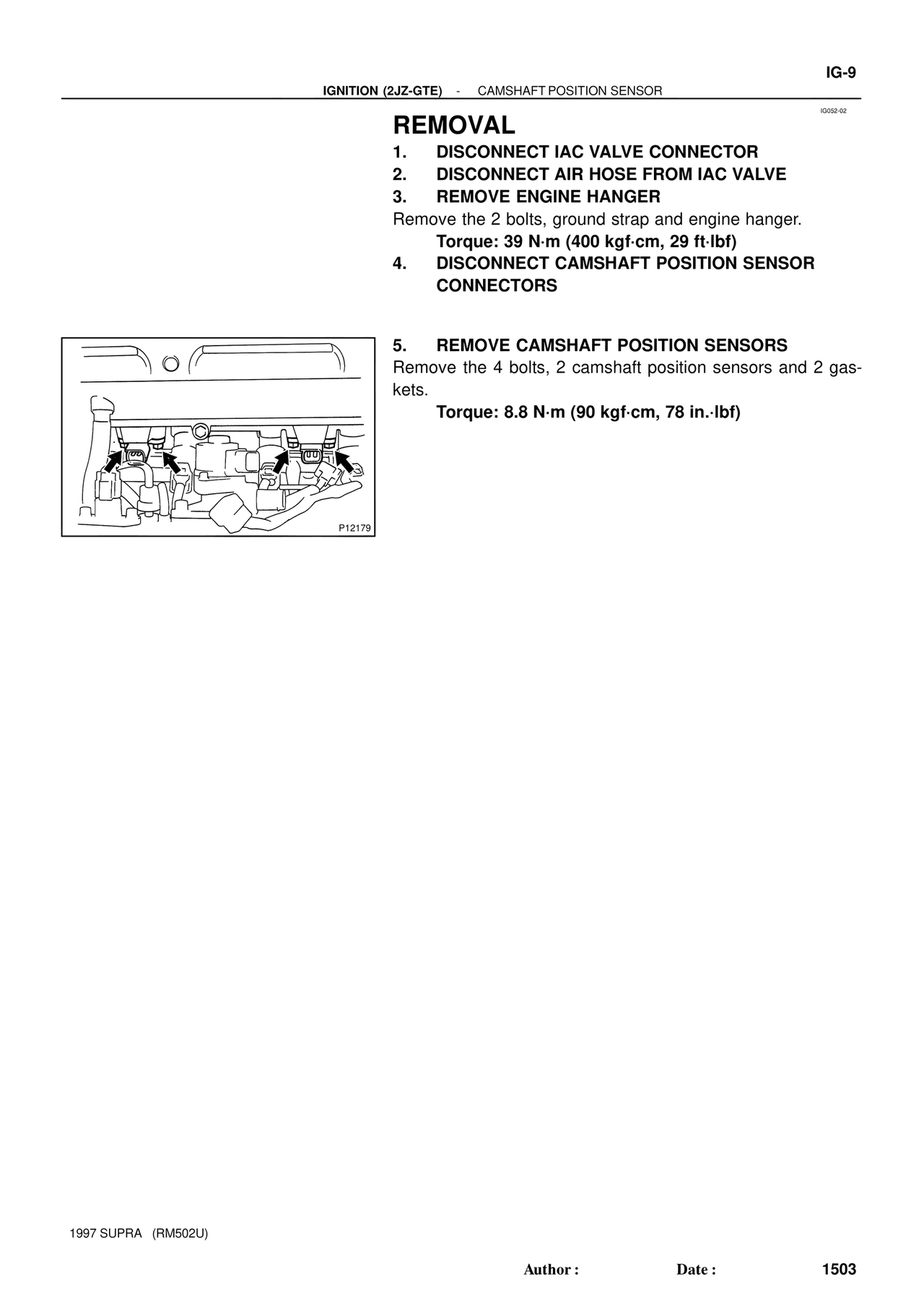 Removal — MK4 Supra Ignition 1997 Supplement, page 8
