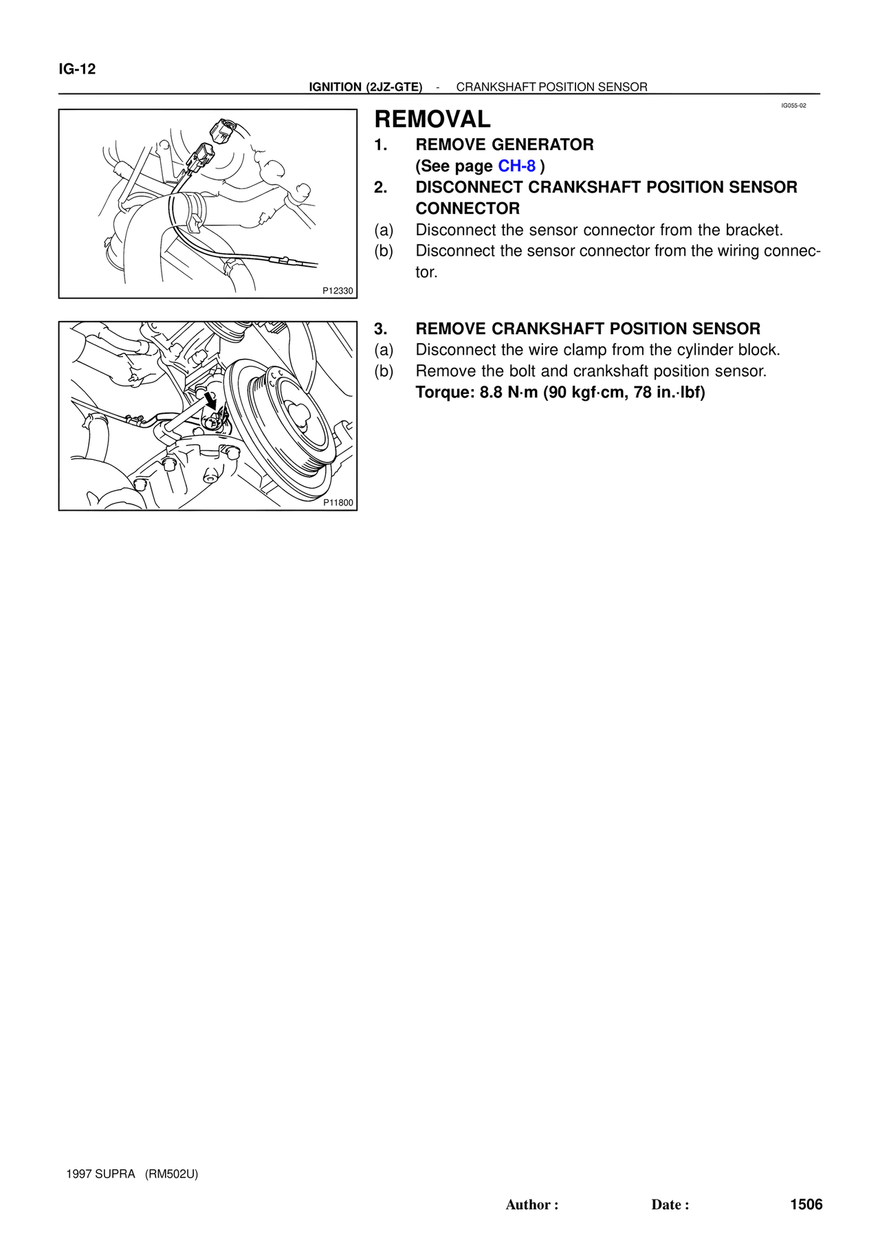 Removal — MK4 Supra Ignition 1997 Supplement, page 10