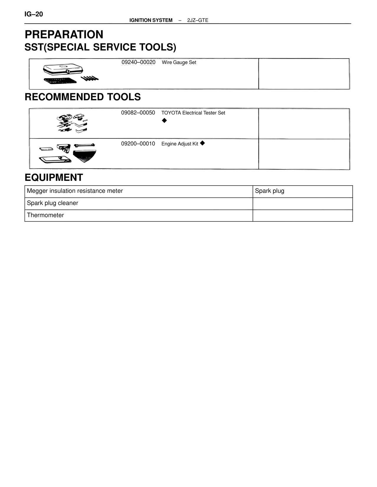 Preparation Sst(Special Service Tools) — MK4 Supra Ignition System 2JZ-GTE, page 2