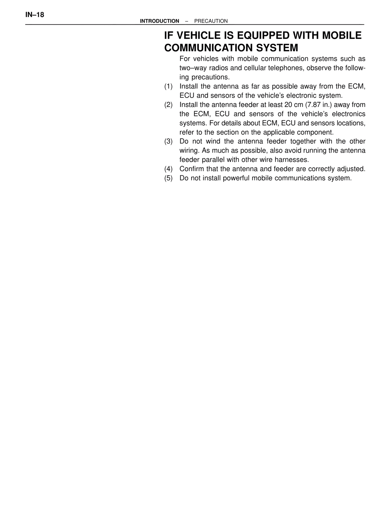 If Vehicle Is Equipped with Mobile Communication System — MK4 Supra Introduction, page 19