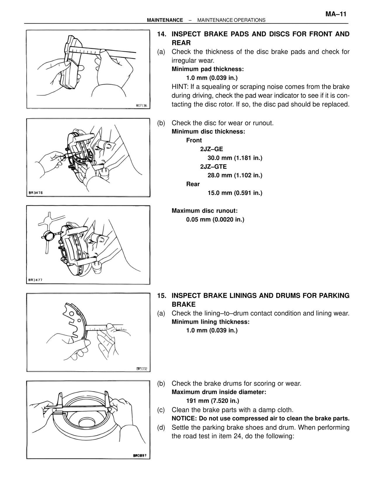 Inspect Brake Pads and Discs for Front and Rear — MK4 Supra Maintenance, page 11