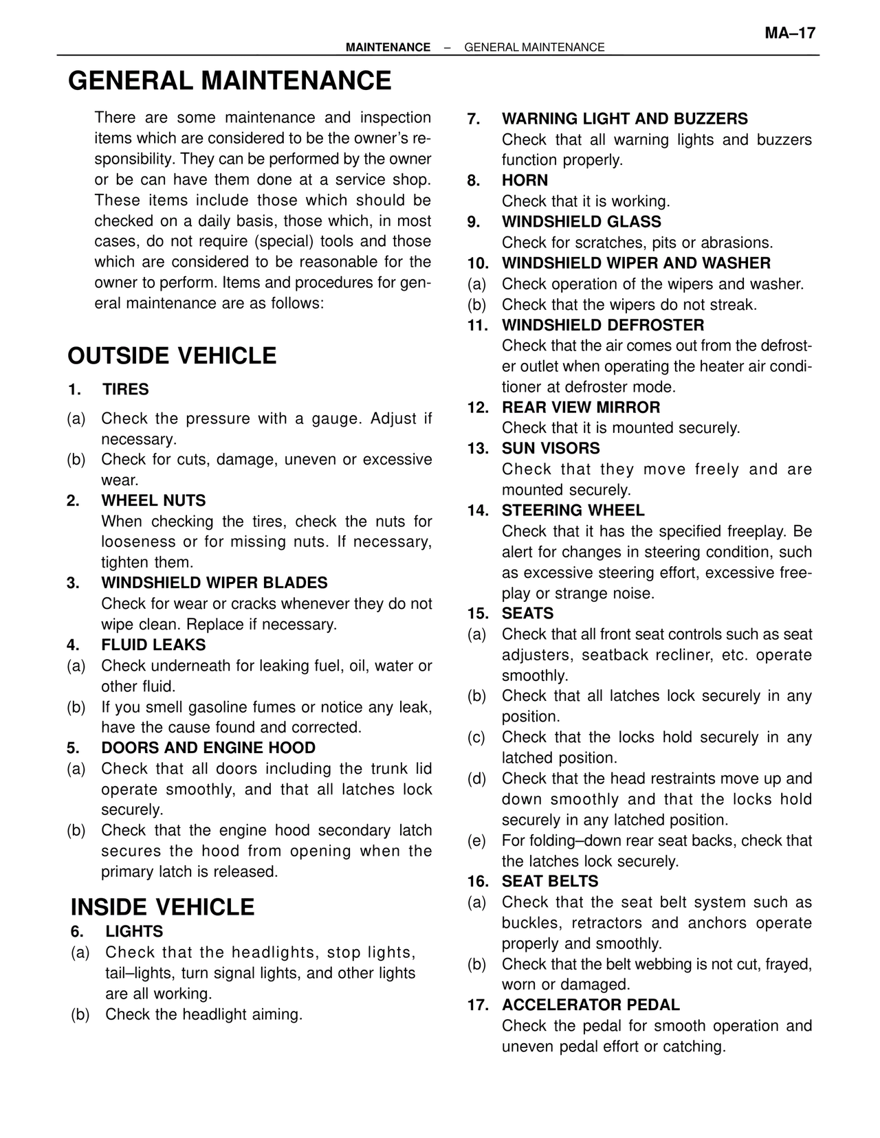 General Maintenance — MK4 Supra Maintenance, page 17