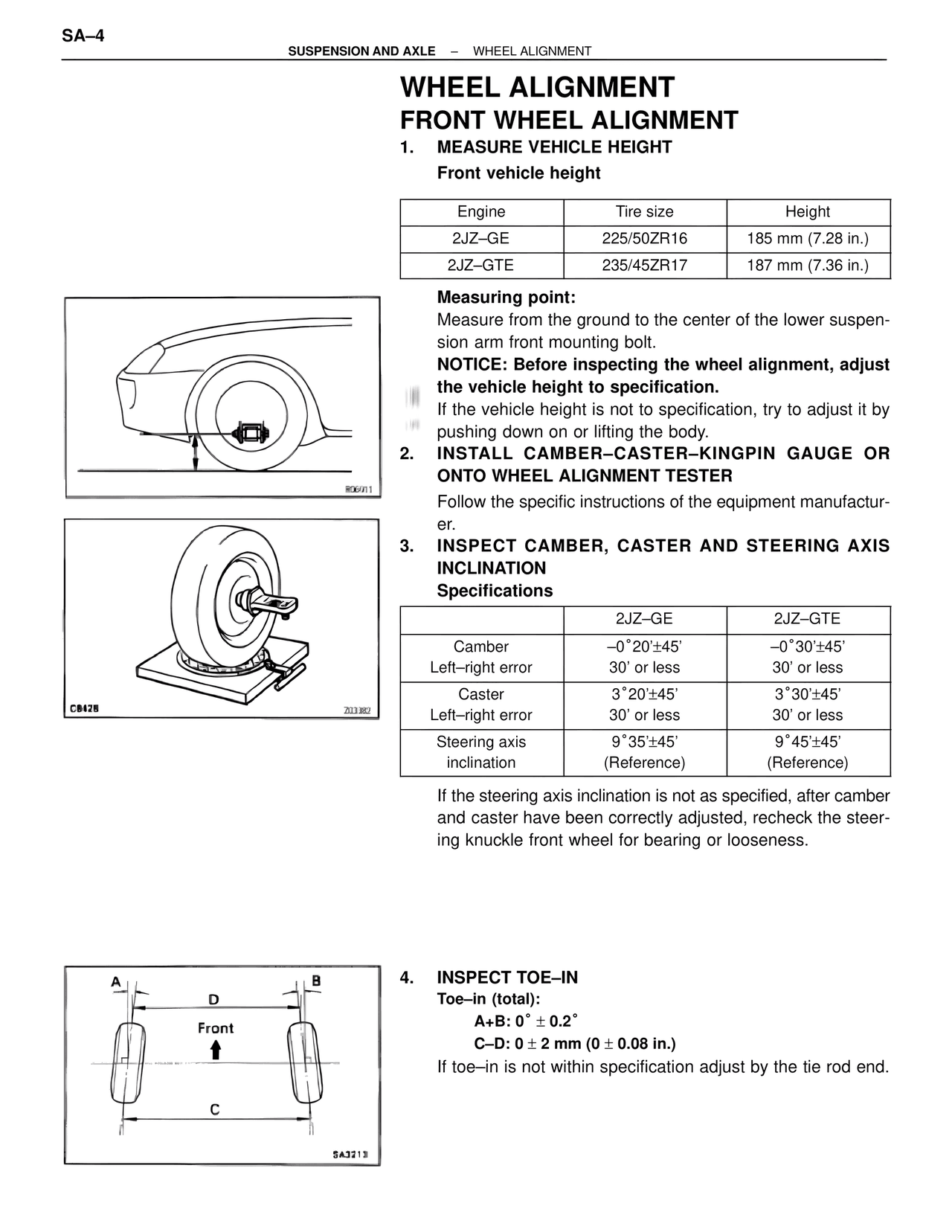 Wheel Alignment Front Wheel Alignment — MK4 Supra Suspension & Axle, page 4