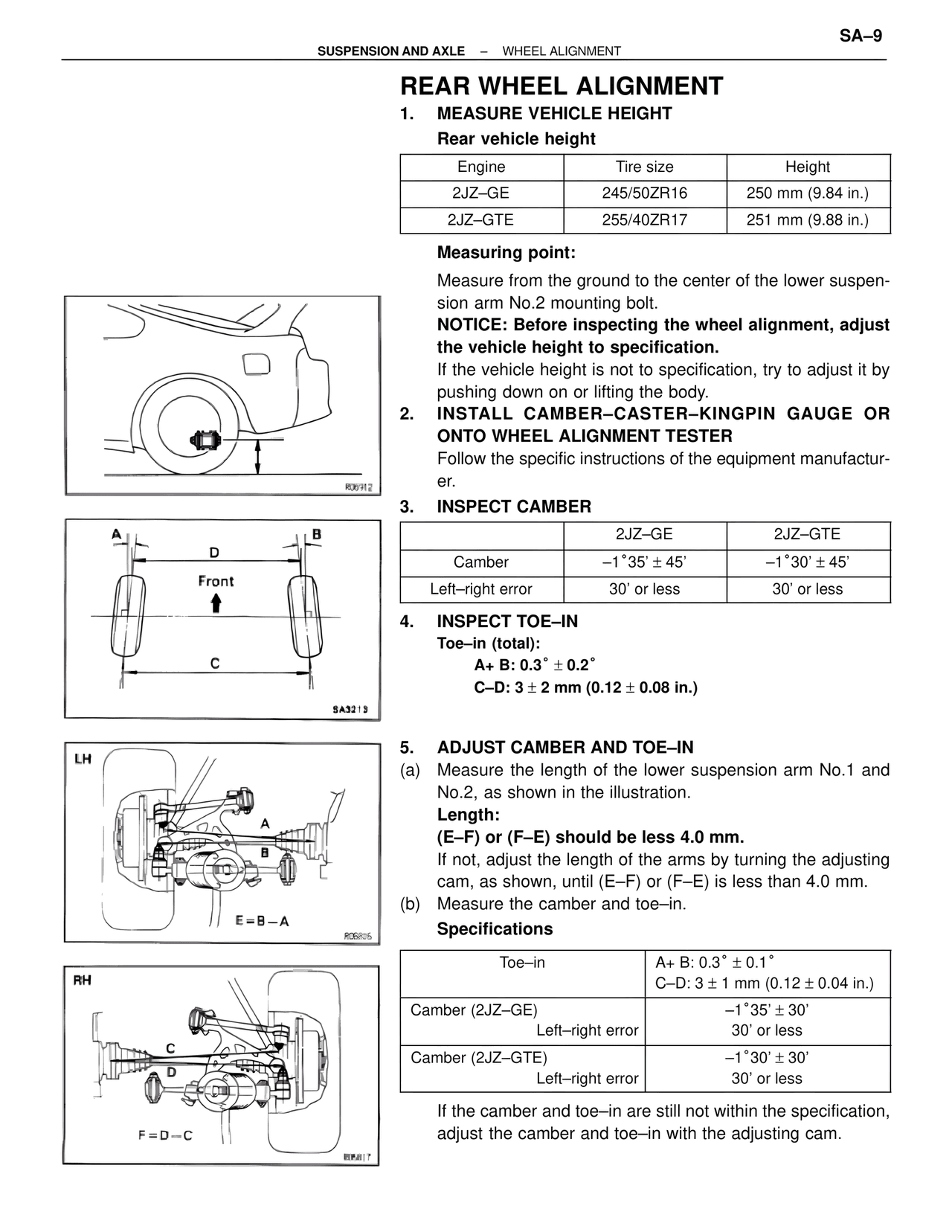 Rear Wheel Alignment — MK4 Supra Suspension & Axle, page 9