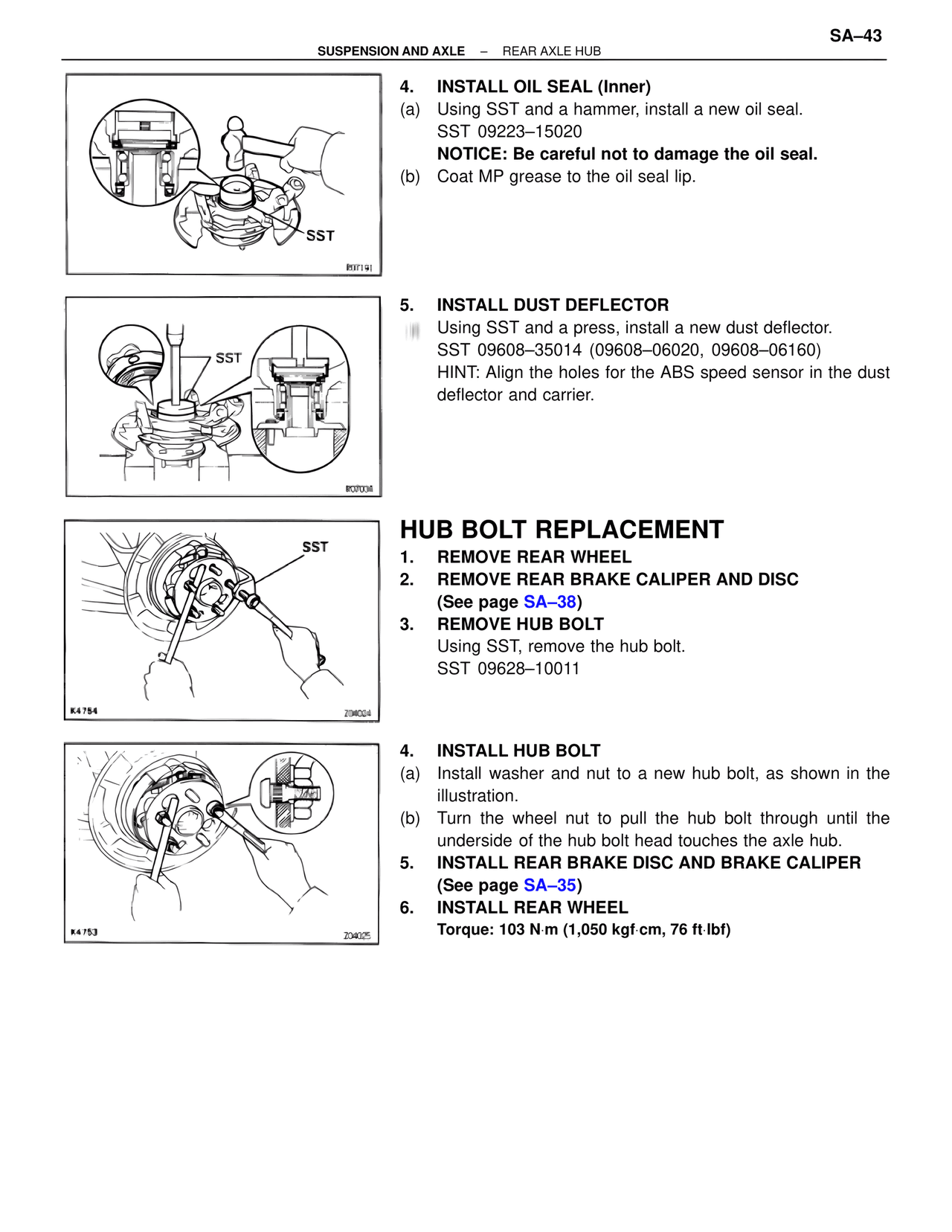 Hub Bolt Replacement — MK4 Supra Suspension & Axle, page 43