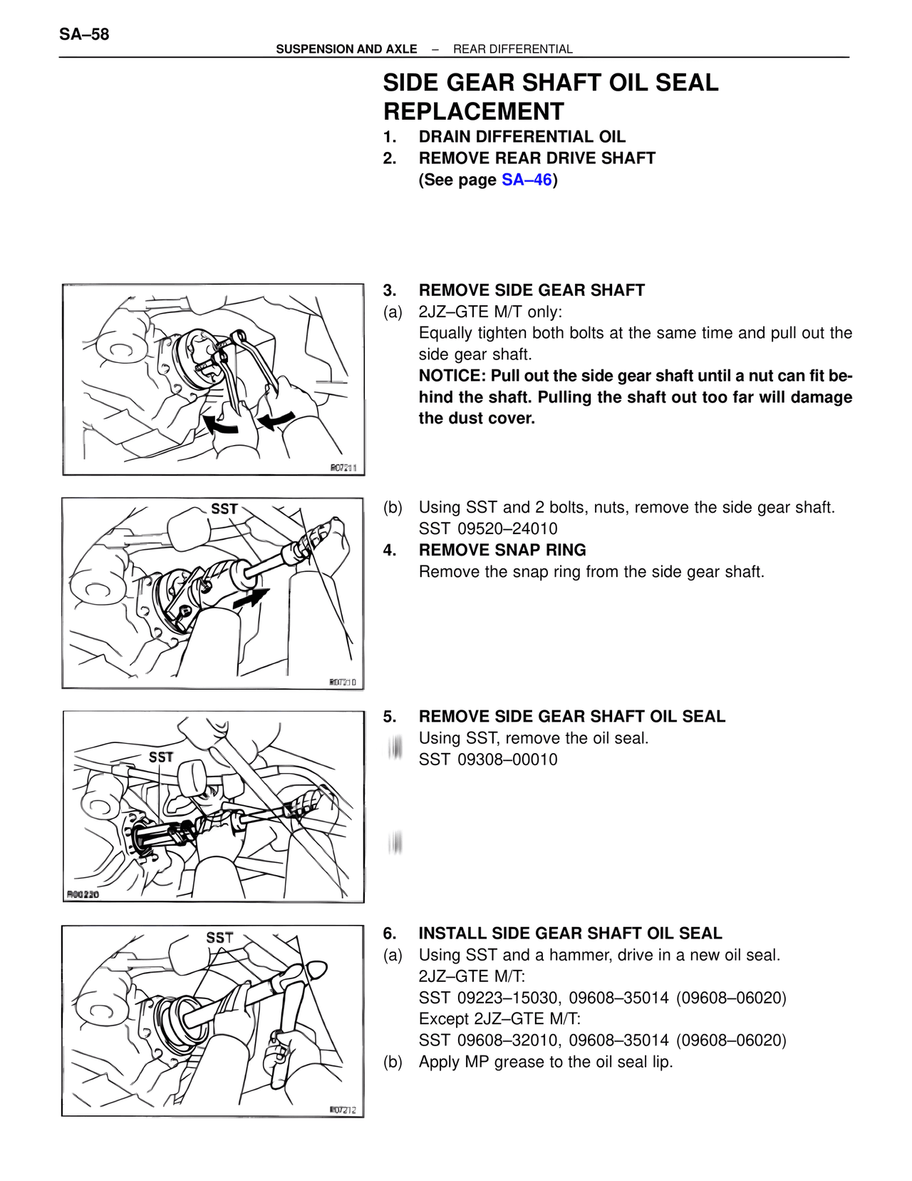 Side Gear Shaft Oil Seal Replacement — MK4 Supra Suspension & Axle, page 58