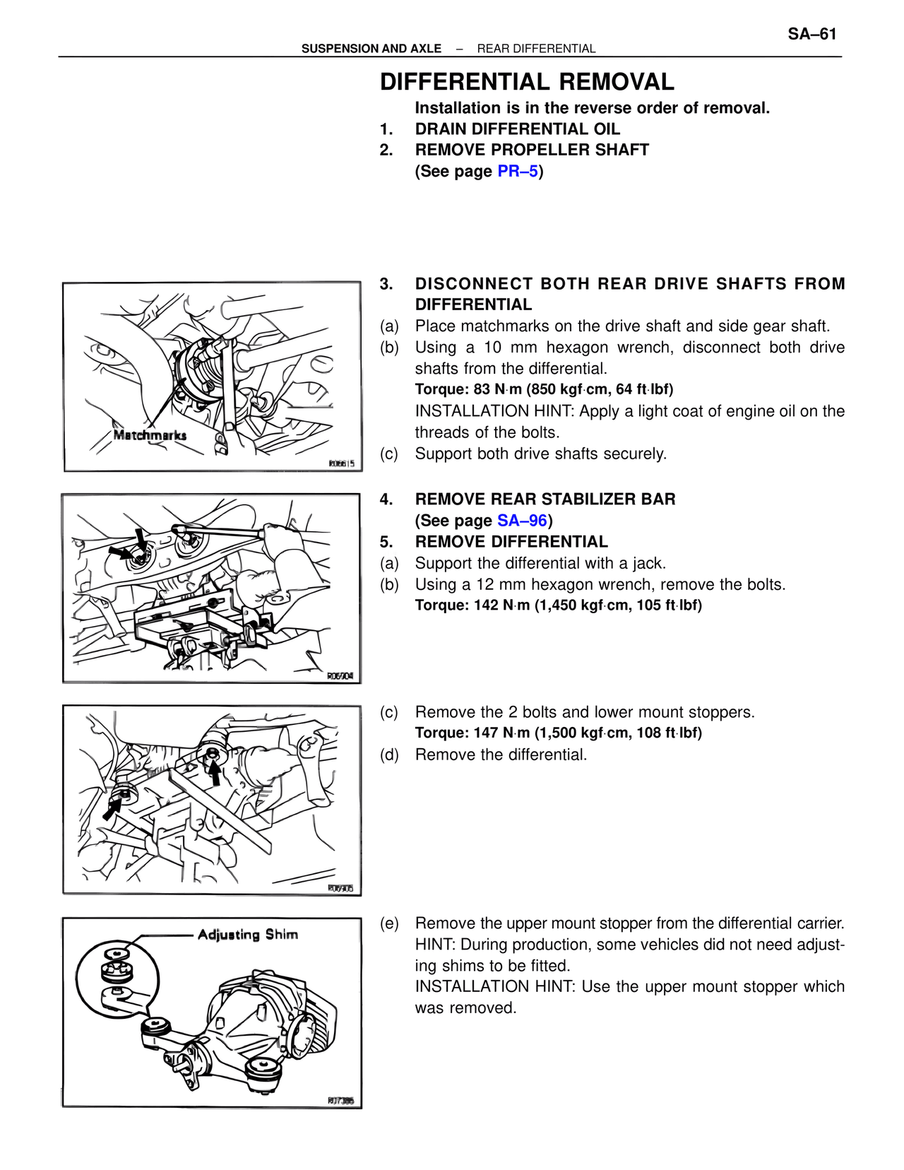 Differential Removal — MK4 Supra Suspension & Axle, page 61