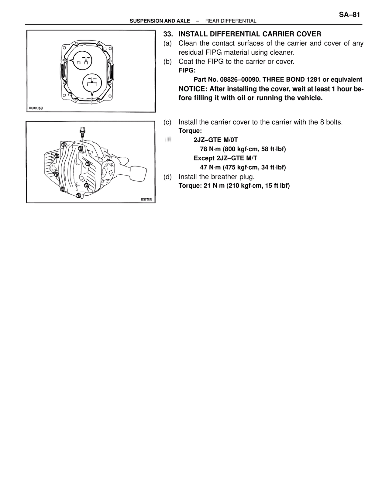 Install Differential Carrier Cover — MK4 Supra Suspension & Axle, page 81