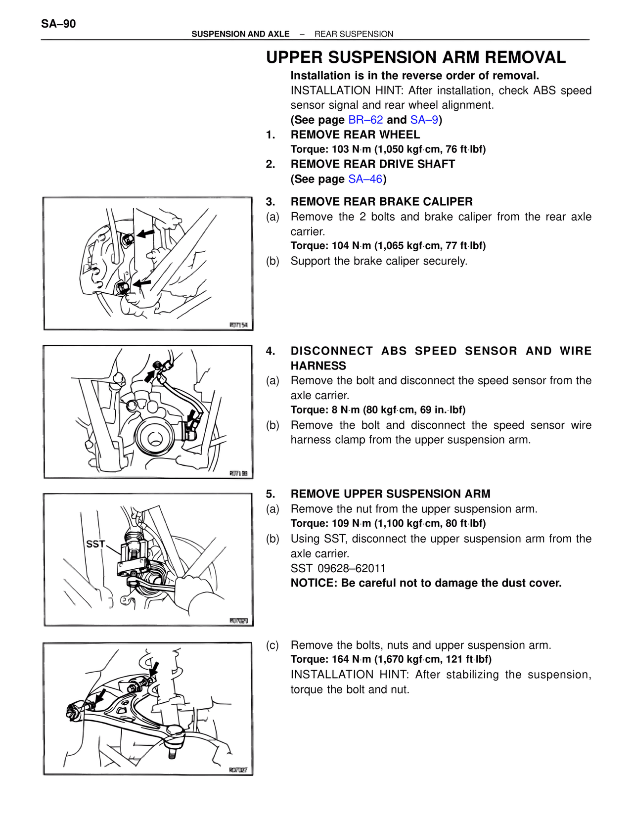 Upper Suspension Arm Removal — MK4 Supra Suspension & Axle, page 90