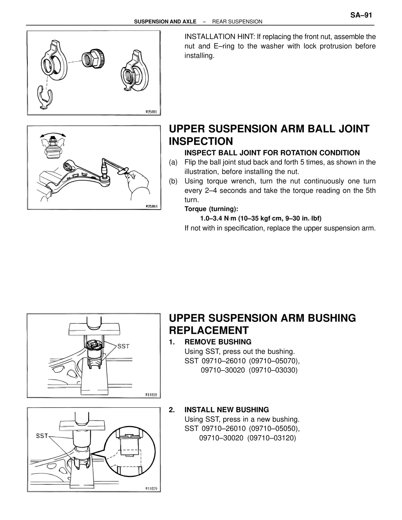 Upper Suspension Arm Ball Joint Inspection — MK4 Supra Suspension & Axle, page 91