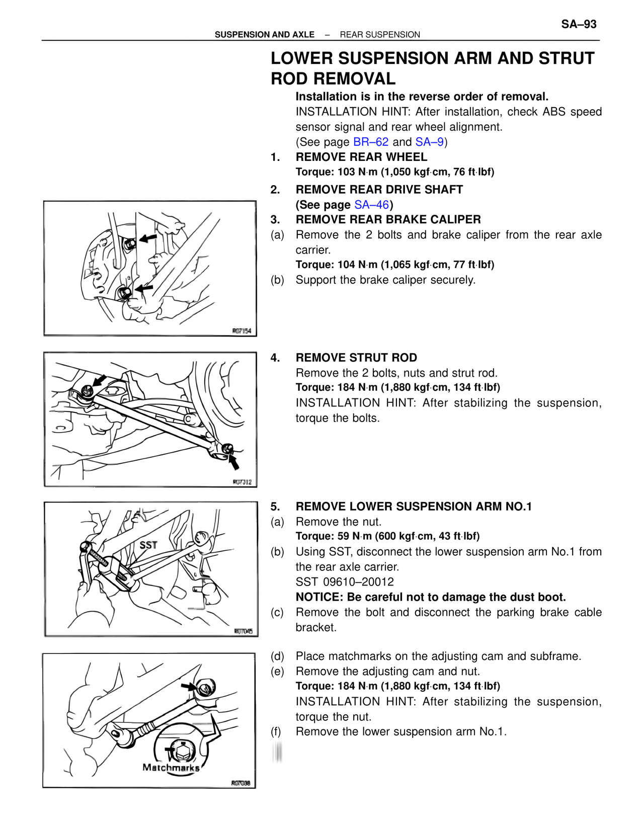 Lower Suspension Arm and Strut Rod Removal — MK4 Supra Suspension & Axle, page 93