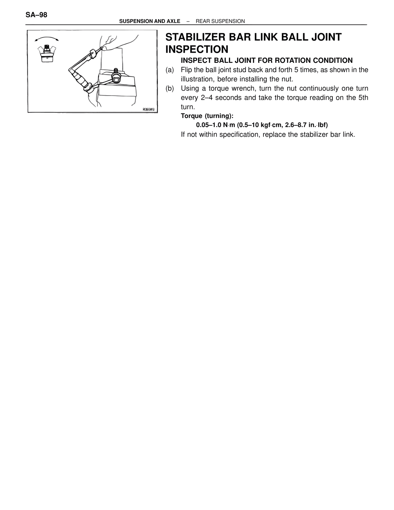 Stabilizer Bar Link Ball Joint Inspection — MK4 Supra Suspension & Axle, page 98