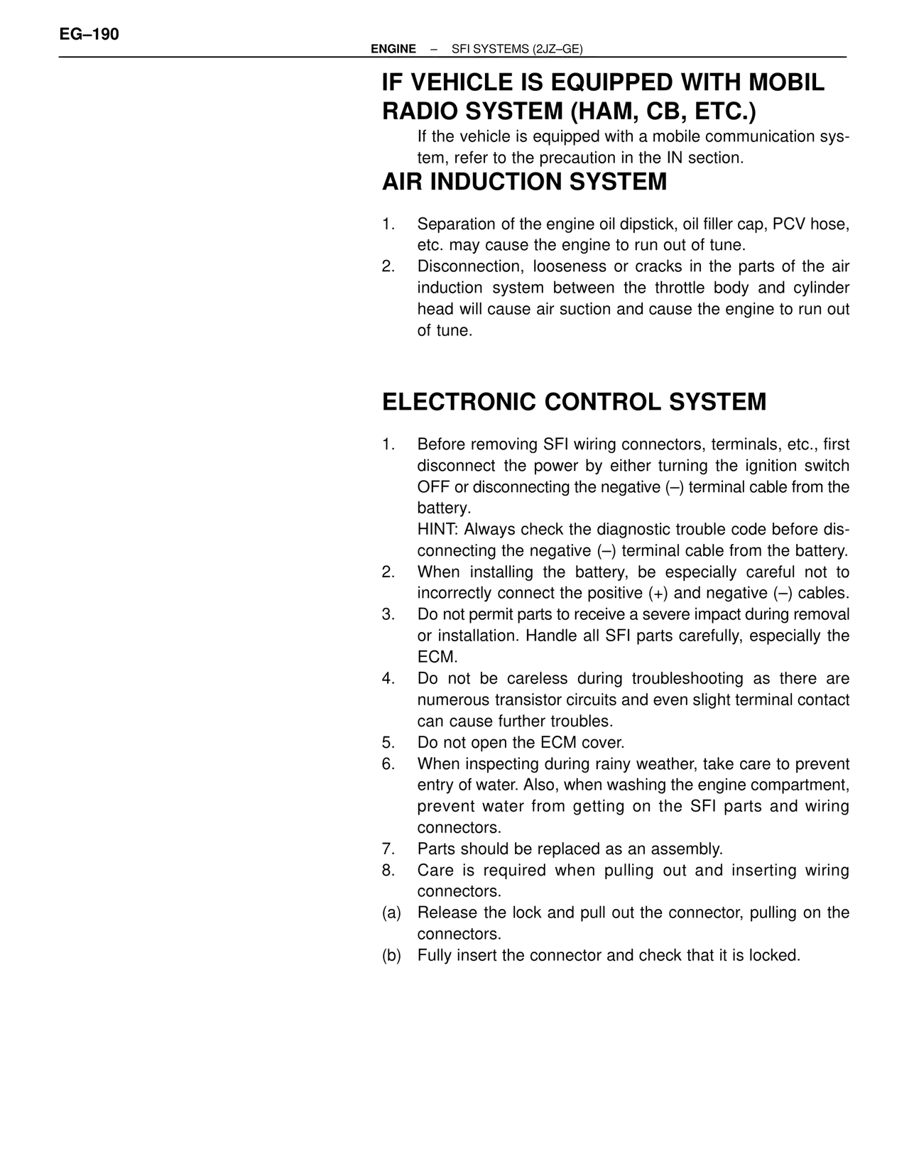 If Vehicle Is Equipped with Mobil Radio System (Ham, Cb, Etc.) — MK4 Supra SFI System 2JZ-GE, page 4