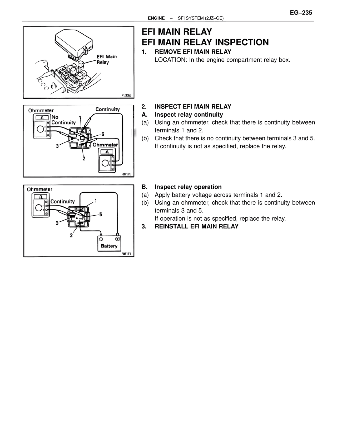 EFI Main Relay EFI Main Relay Inspection — MK4 Supra SFI System 2JZ-GE, page 49