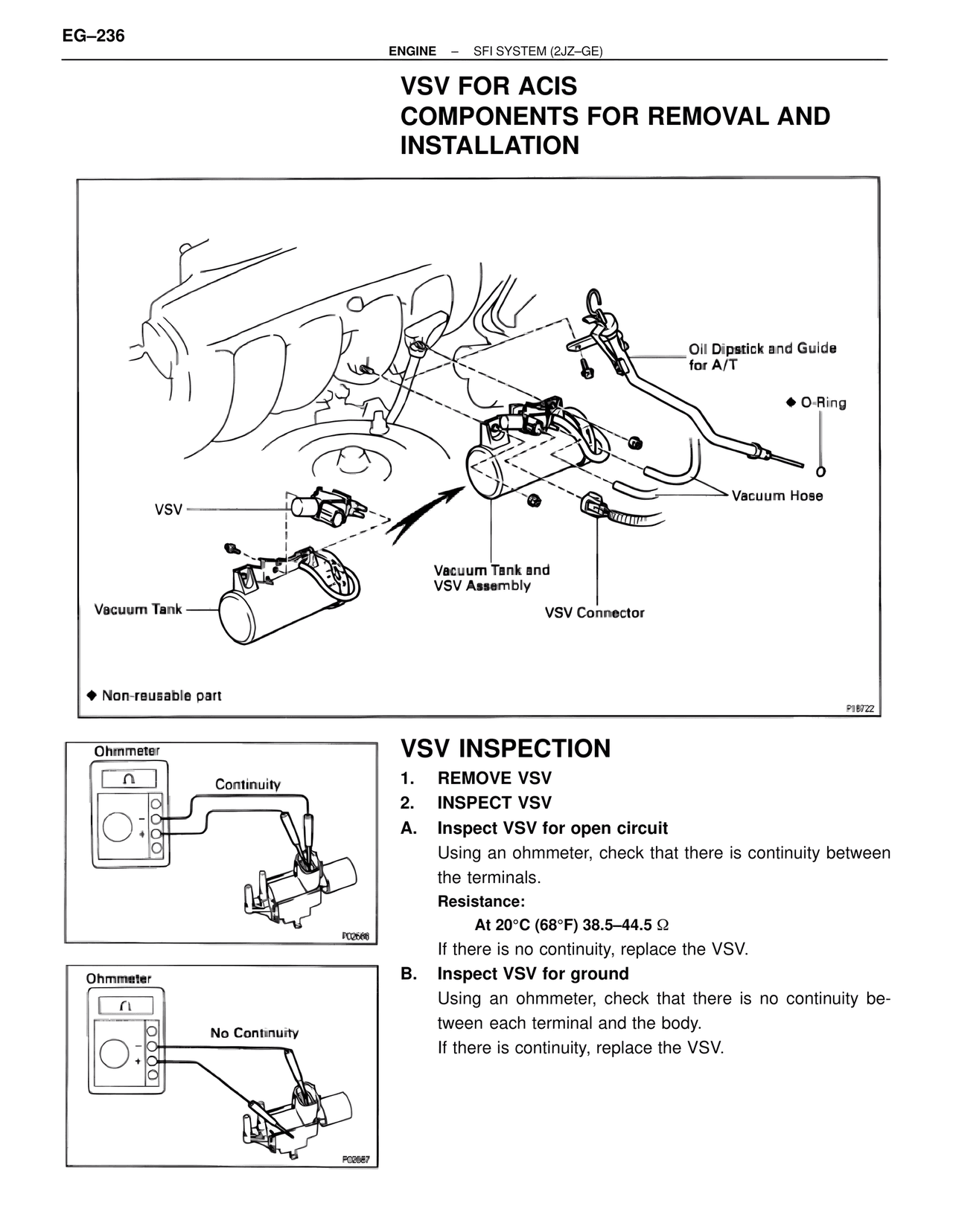 VSV for ACIS Components for Removal and Installation — MK4 Supra SFI System 2JZ-GE, page 50