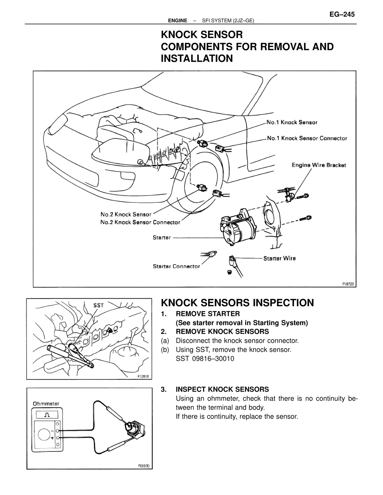 Knock Sensor Components for Removal and Installation — MK4 Supra SFI System 2JZ-GE, page 59