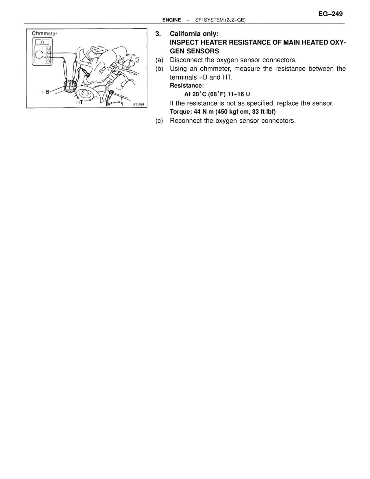 Inspect Heater Resistance of Main Heated Oxygen Sensors — MK4 Supra SFI System 2JZ-GE, page 63