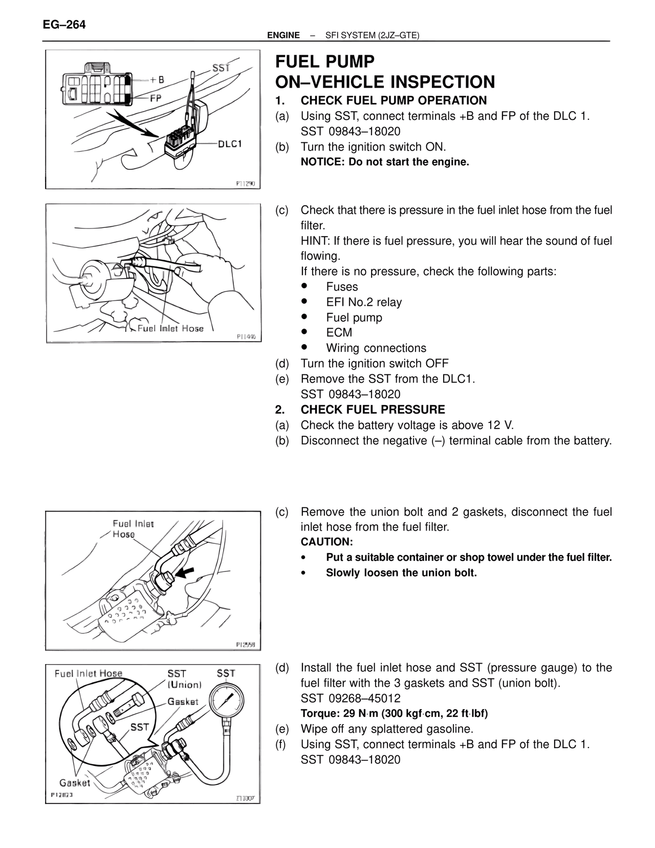 Fuel Pump On-Vehicle Inspection — MK4 Supra SFI System 2JZ-GTE, page 7