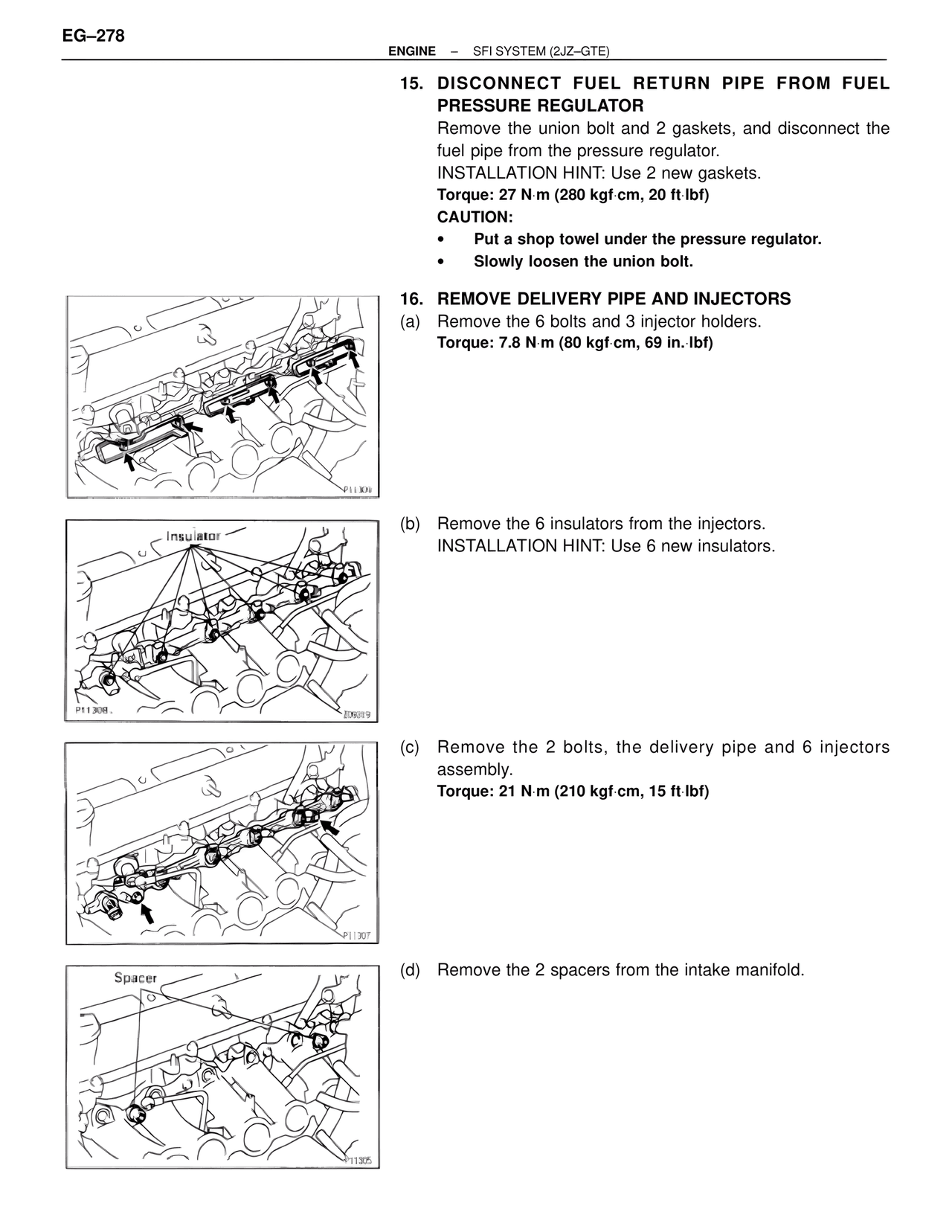 Disconnect Fuel Return Pipe from Fuel Pressure Regulator — MK4 Supra SFI System 2JZ-GTE, page 21