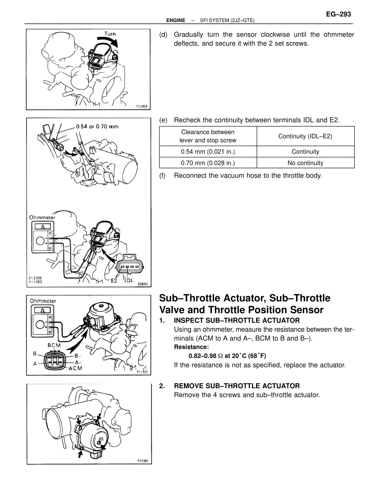 Sub–Throttle Actuator, Sub–Throttle Valve and Throttle Position Sensor — MK4 Supra SFI System 2JZ-GTE, page 36