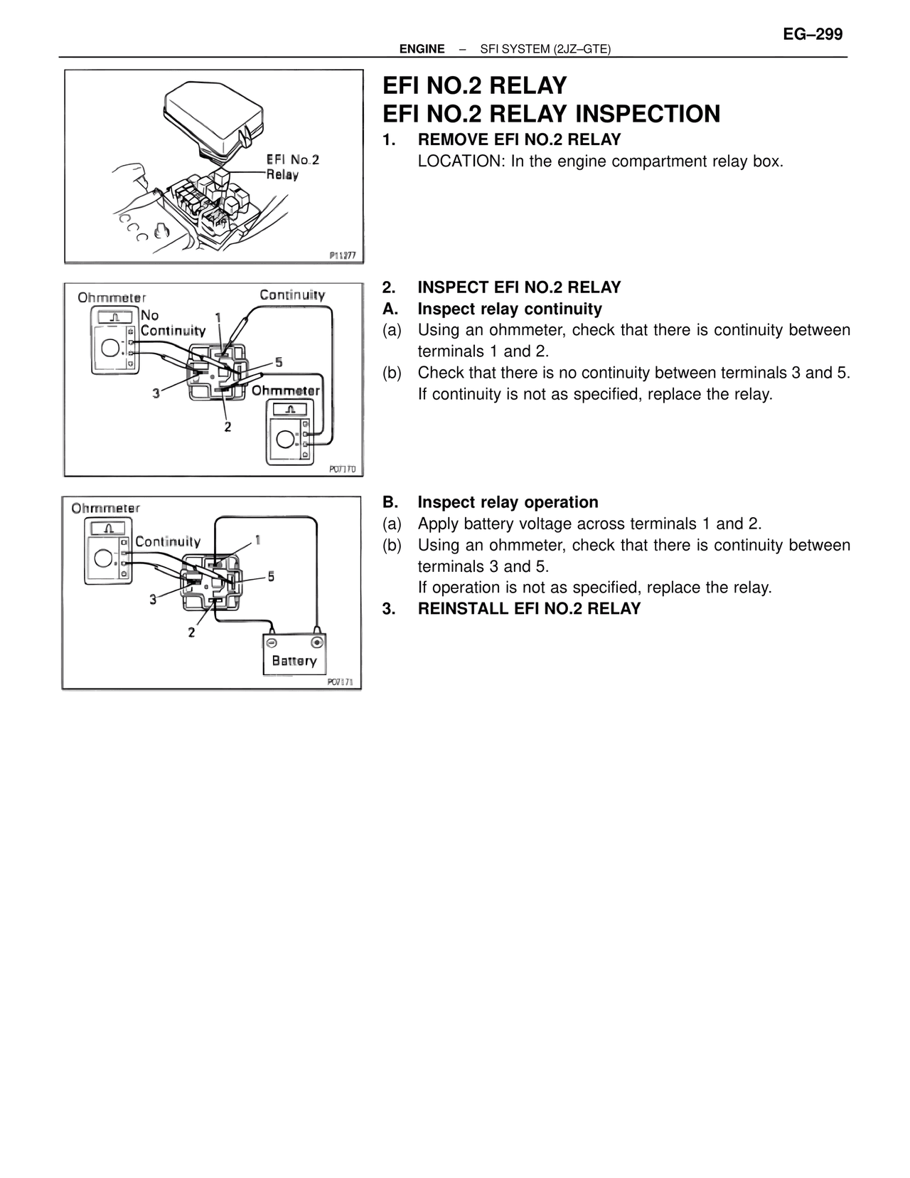 EFI NO.2 Relay EFI NO.2 Relay Inspection — MK4 Supra SFI System 2JZ-GTE, page 42