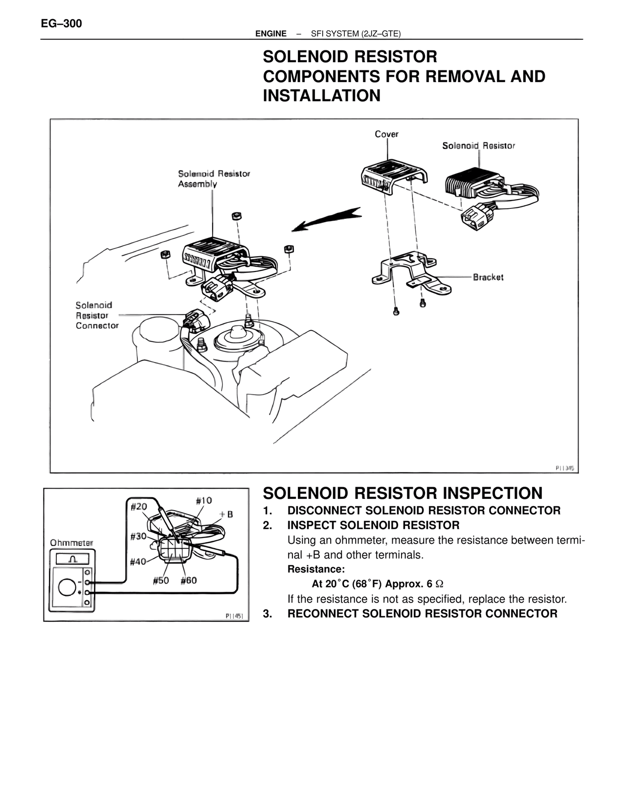 Solenoid Resistor Components for Removal and Installation — MK4 Supra SFI System 2JZ-GTE, page 43