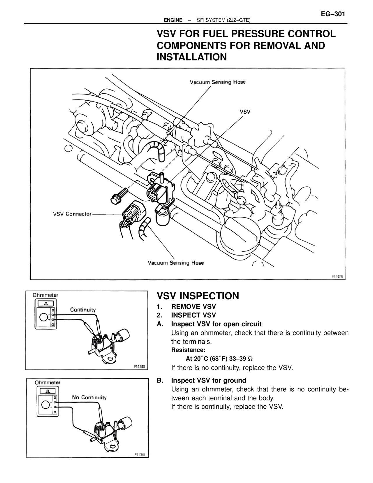 VSV for Fuel Pressure Control Components for Removal and Installation — MK4 Supra SFI System 2JZ-GTE, page 44