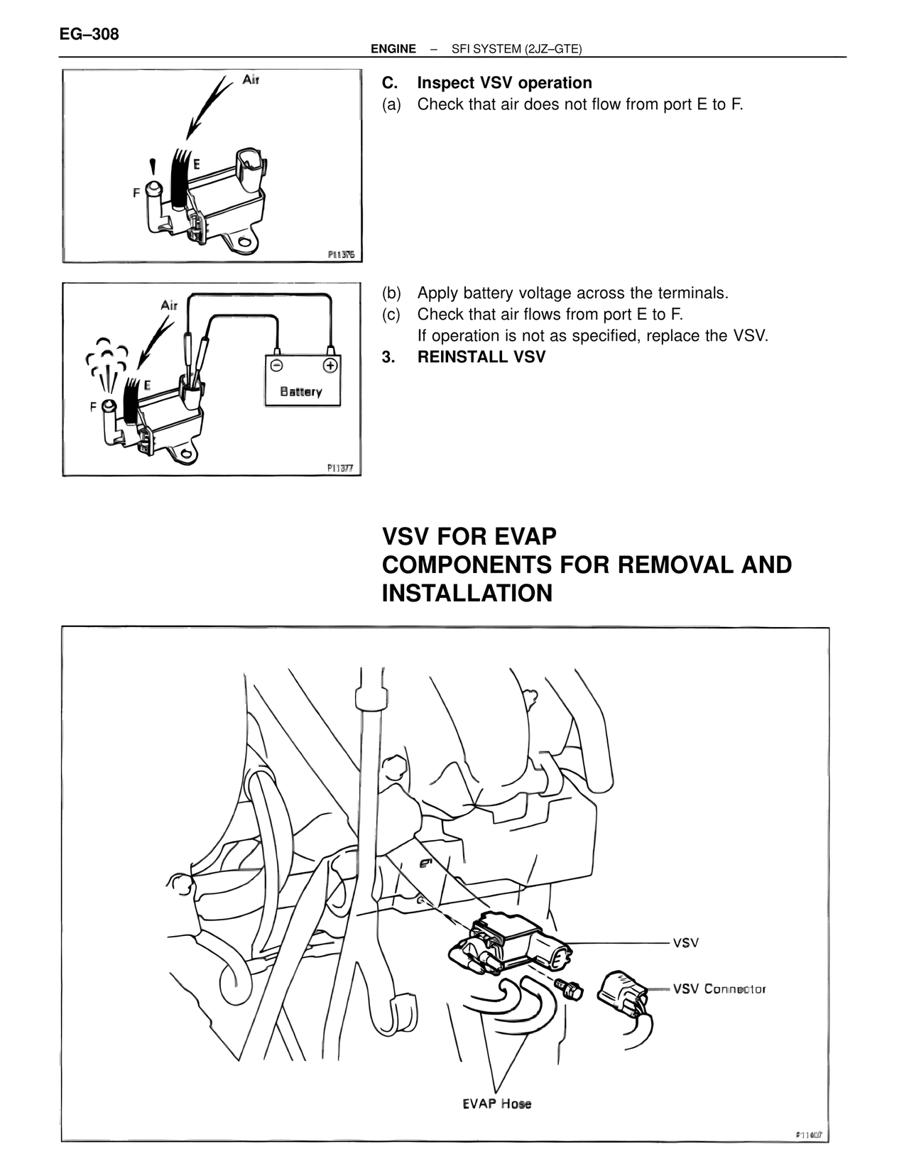 VSV for EVAP Components for Removal and Installation — MK4 Supra SFI System 2JZ-GTE, page 51