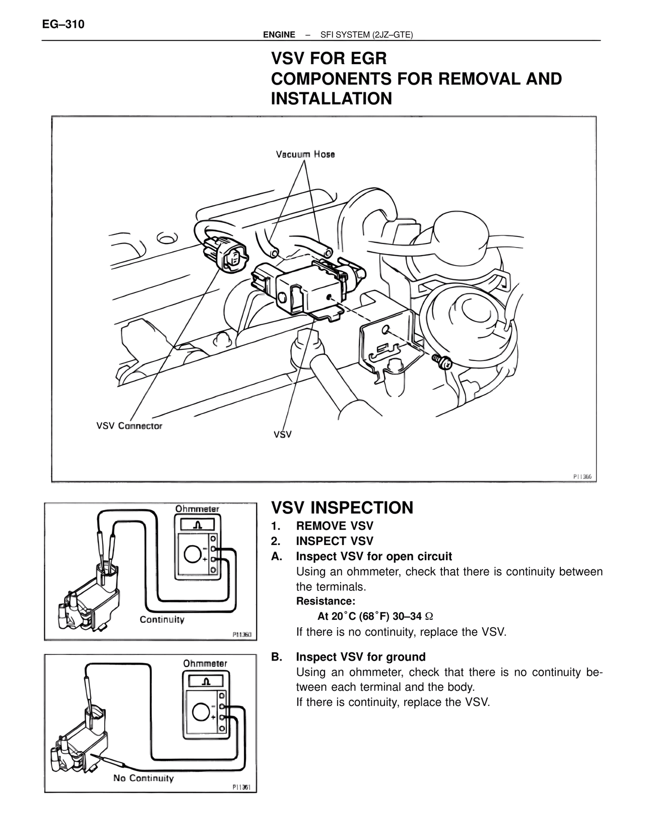 VSV for EGR Components for Removal and Installation — MK4 Supra SFI System 2JZ-GTE, page 53