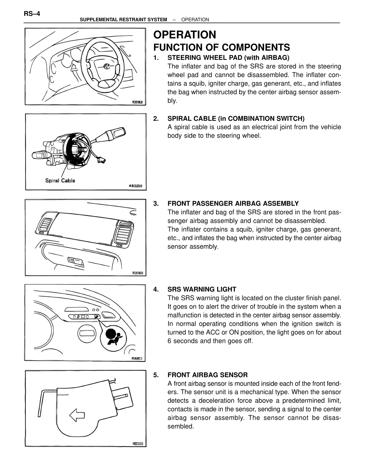 Operation Function of Components — MK4 Supra Supplemental Restraint System, page 4