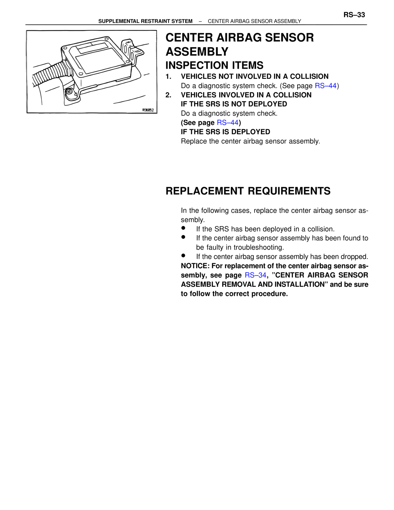 Center Airbag Sensor Assembly — MK4 Supra Supplemental Restraint System, page 33