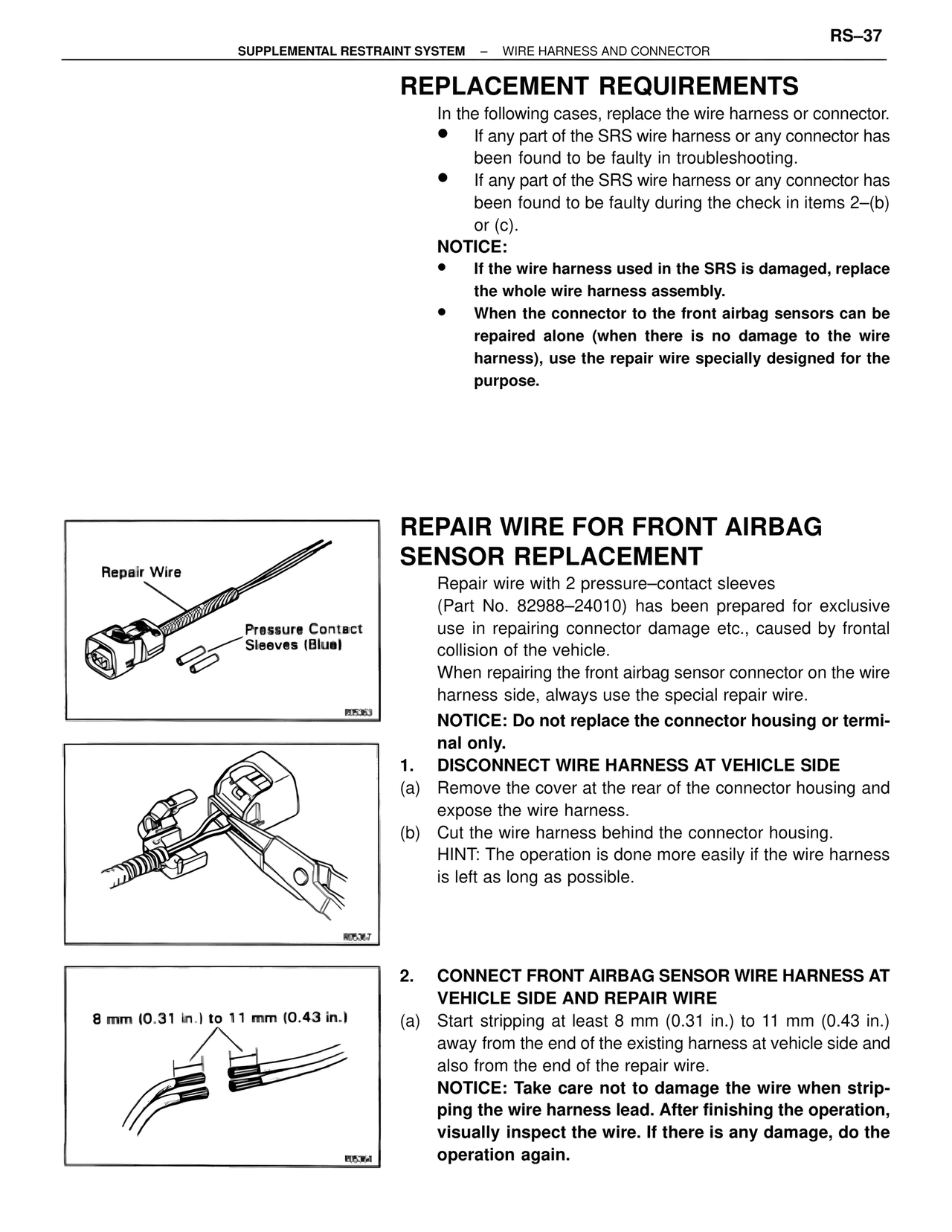 Replacement Requirements — MK4 Supra Supplemental Restraint System, page 37