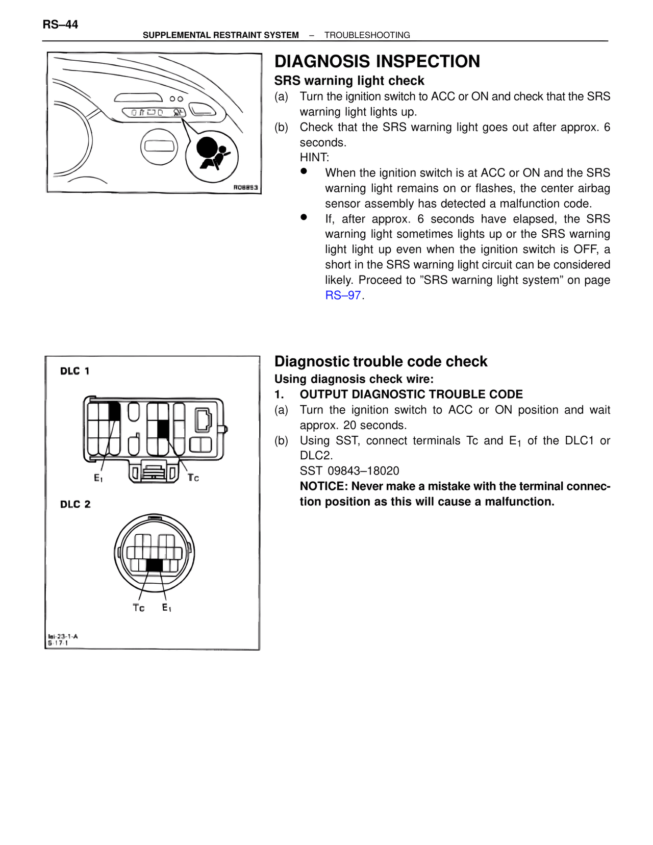 Diagnosis Inspection — MK4 Supra Supplemental Restraint System, page 44