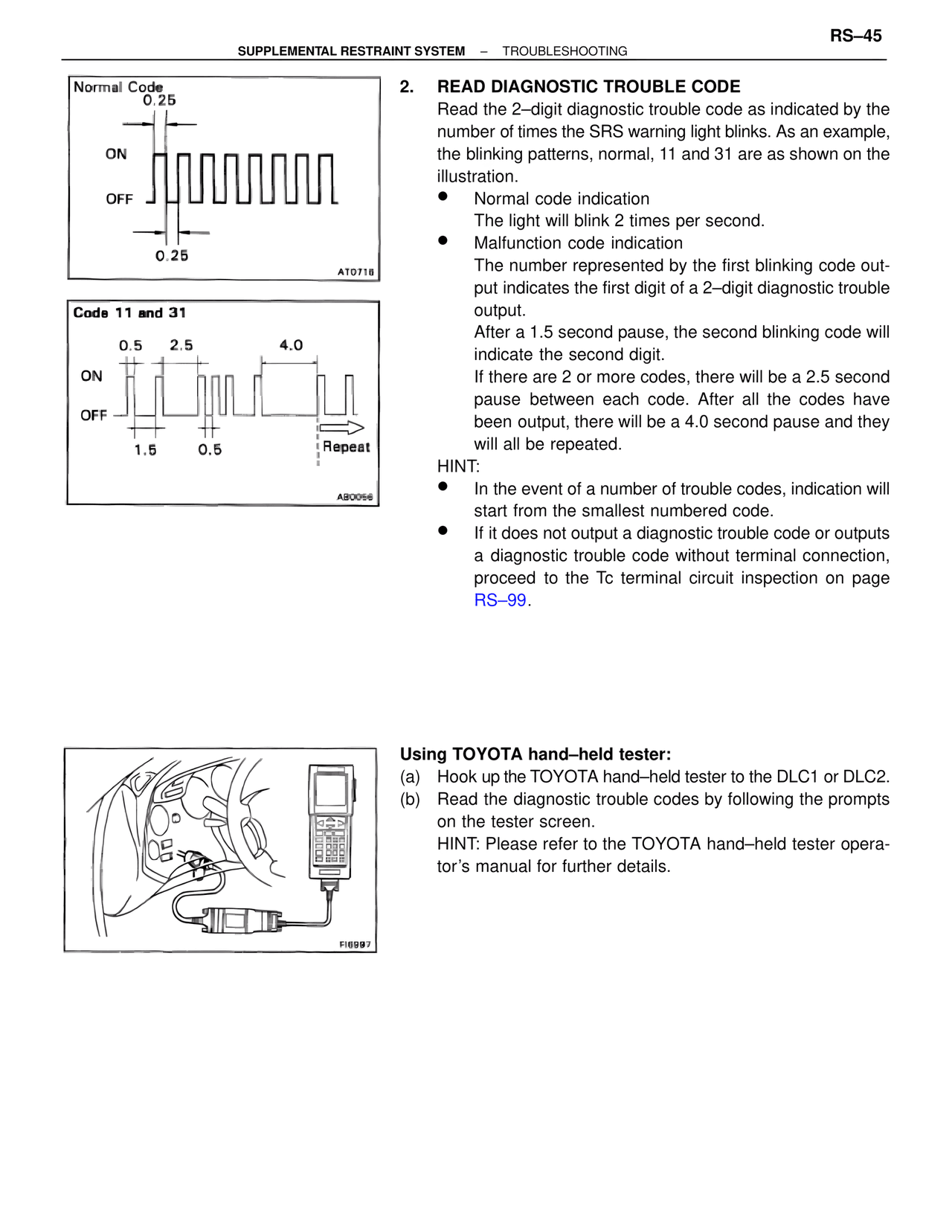 Read Diagnostic Trouble Code — MK4 Supra Supplemental Restraint System, page 45