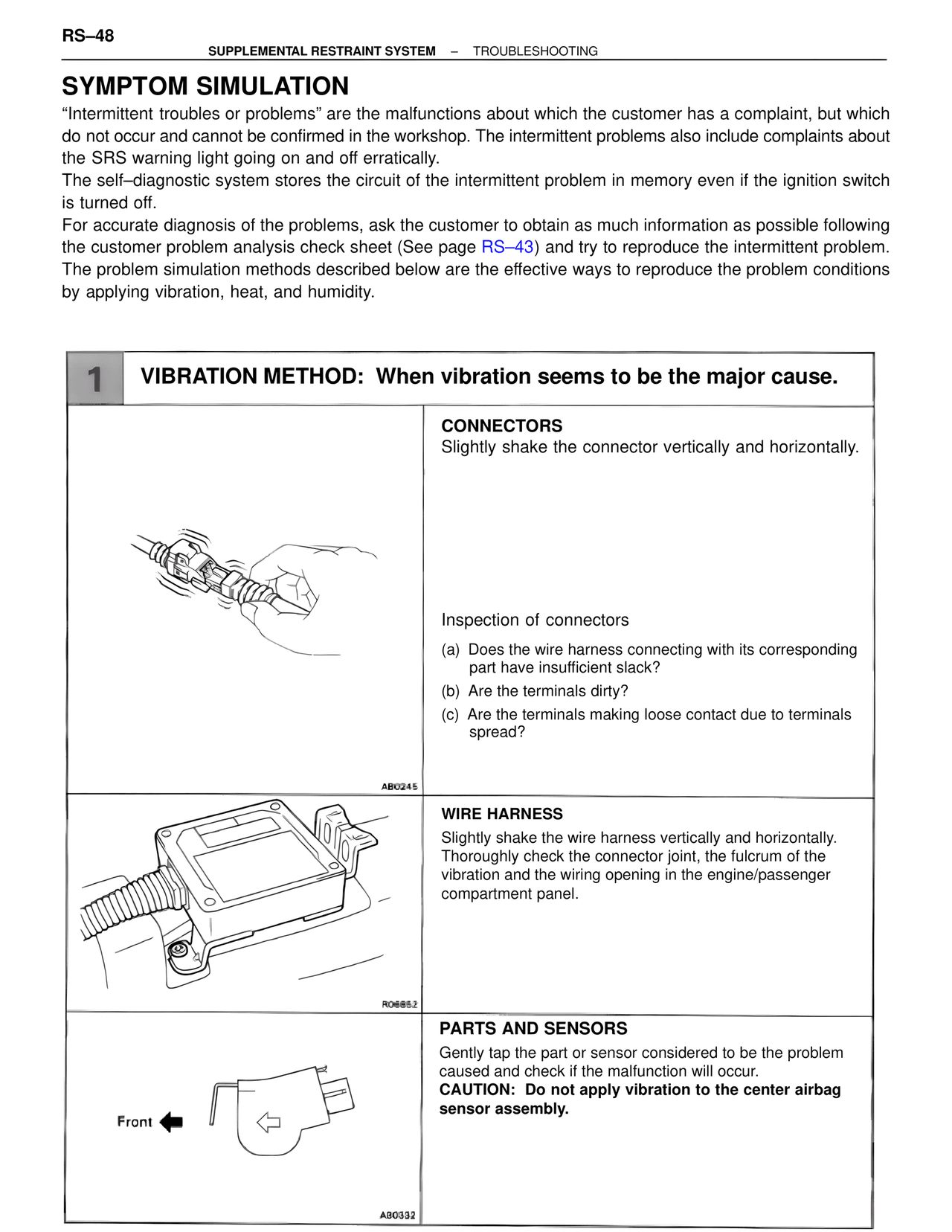 Symptom Simulation — MK4 Supra Supplemental Restraint System, page 48
