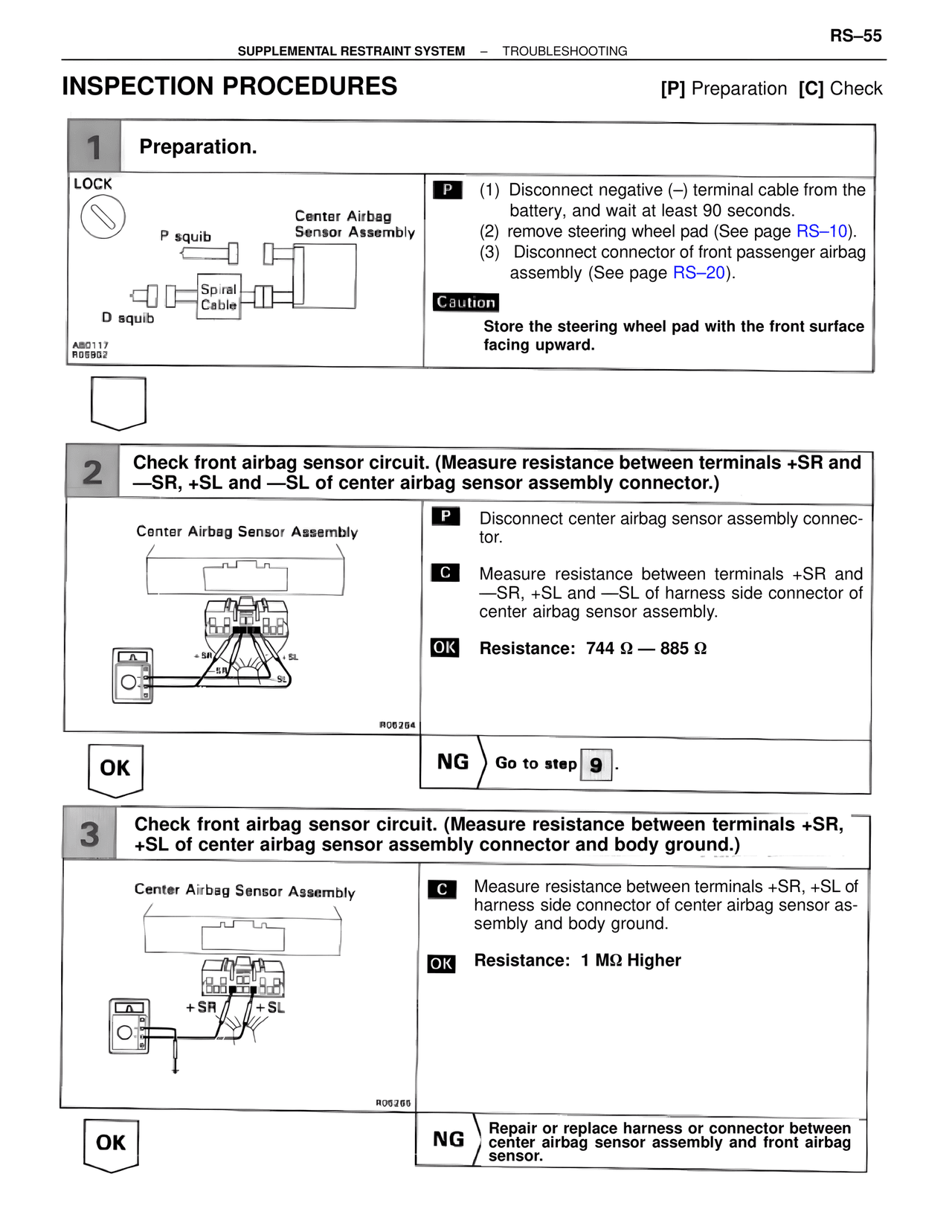 Inspection Procedures — MK4 Supra Supplemental Restraint System, page 55